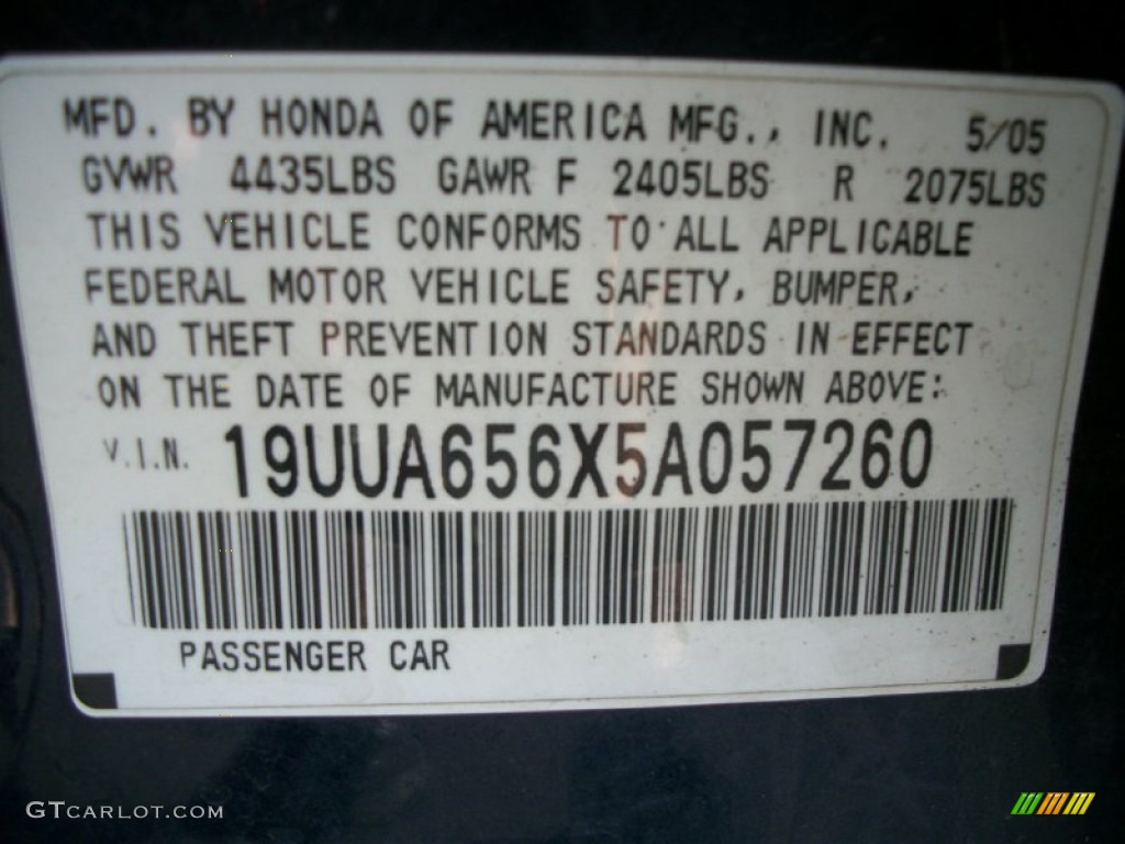 2005 Acura TL 3.2 Info Tag Photos