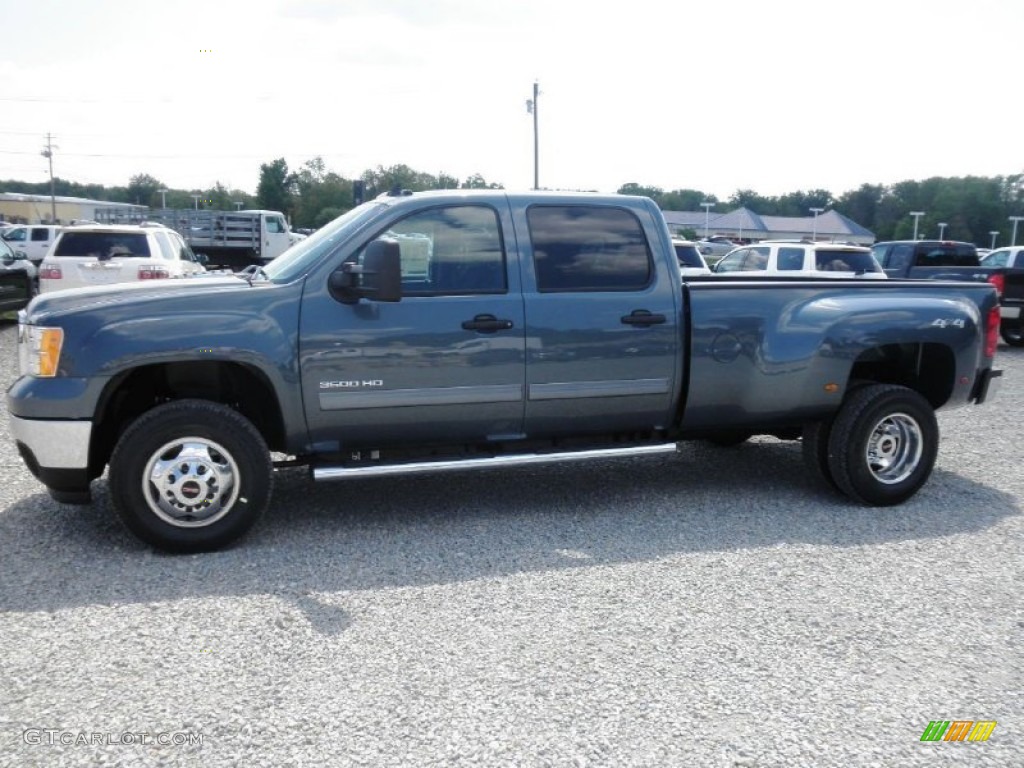 2013 Sierra 3500HD SLE Crew Cab 4x4 Dually - Stealth Gray Metallic / Ebony photo #4