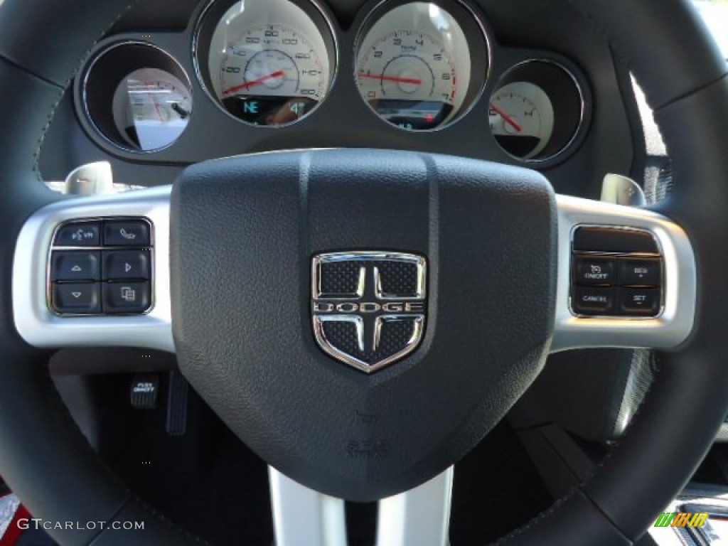 2013 Dodge Challenger R/T Dark Slate Gray Steering Wheel Photo #69765391
