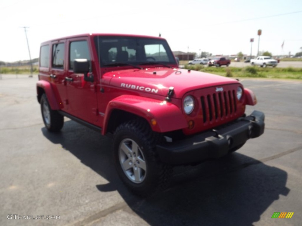 2012 Wrangler Unlimited Rubicon 4x4 - Flame Red / Black photo #3