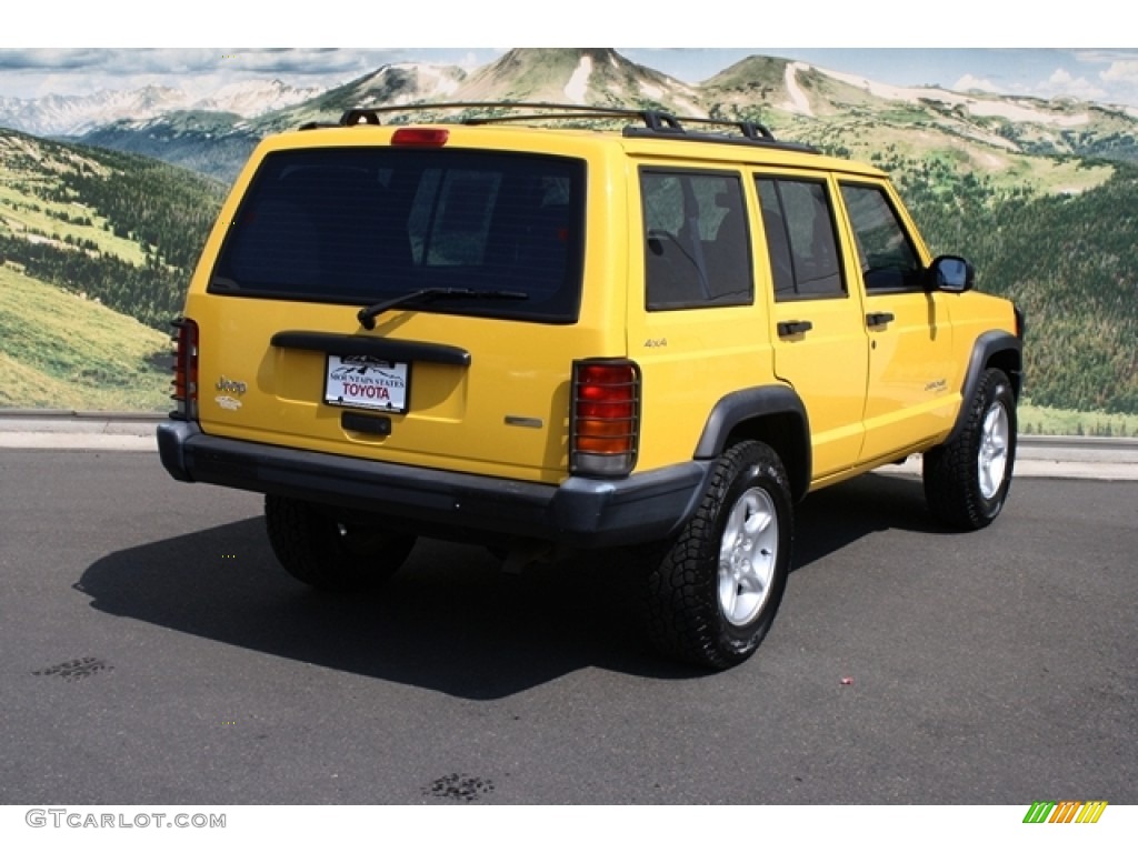 2000 Cherokee Sport 4x4 - Solar Yellow / Agate Black photo #3