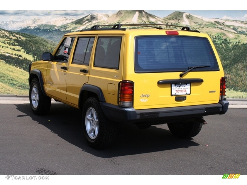 2000 Cherokee Sport 4x4 - Solar Yellow / Agate Black photo #4