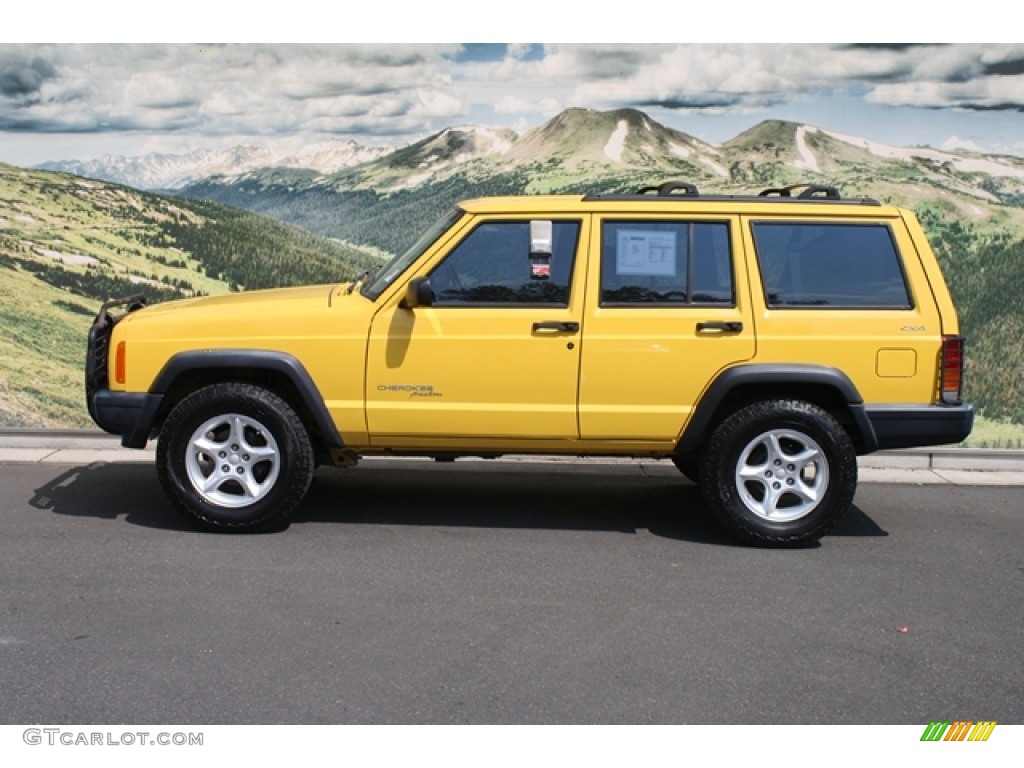 2000 Cherokee Sport 4x4 - Solar Yellow / Agate Black photo #6