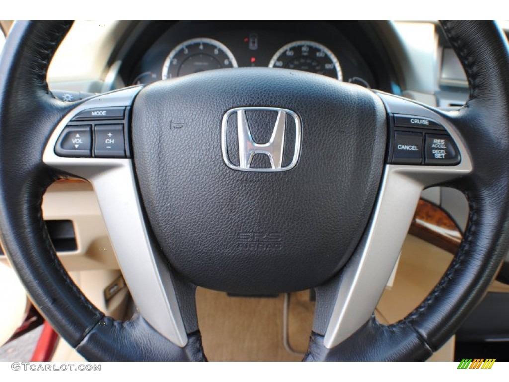 2009 Honda Accord EX-L V6 Sedan Ivory Steering Wheel Photo #69779998