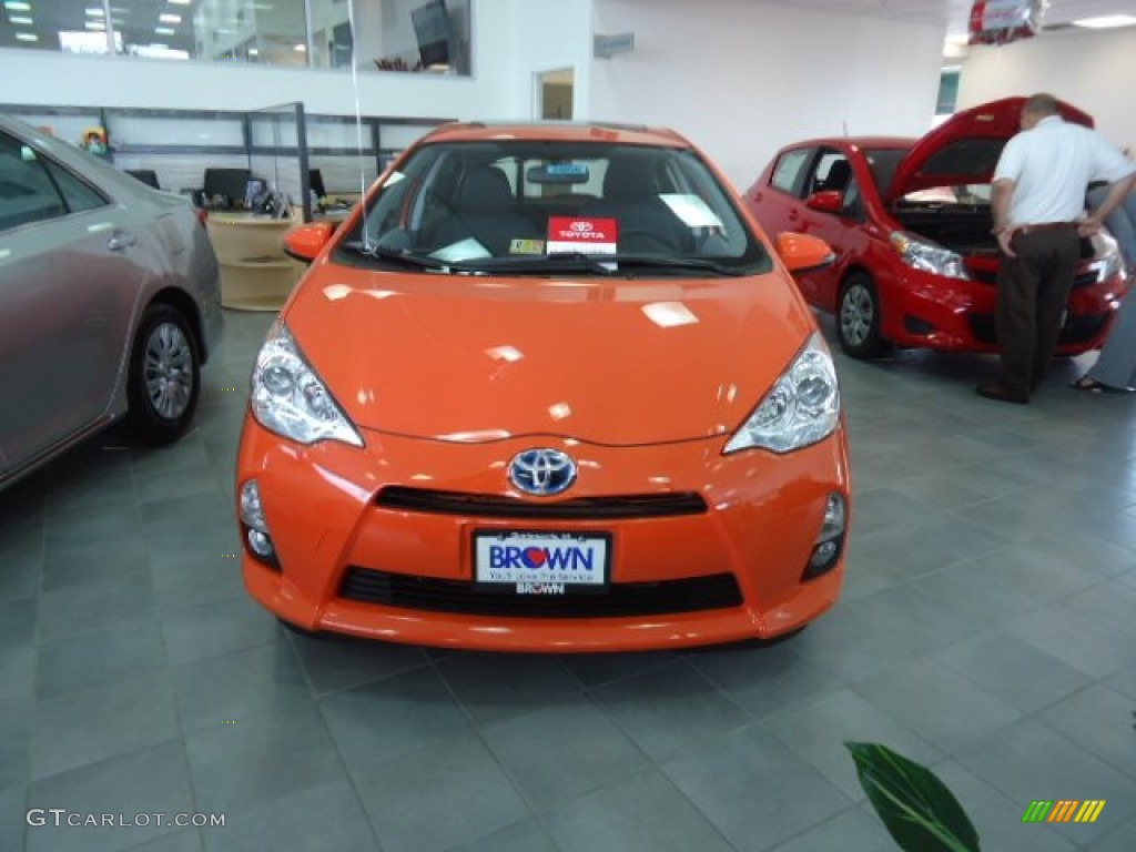 2012 Prius c Hybrid Four - Habanero / Black photo #2