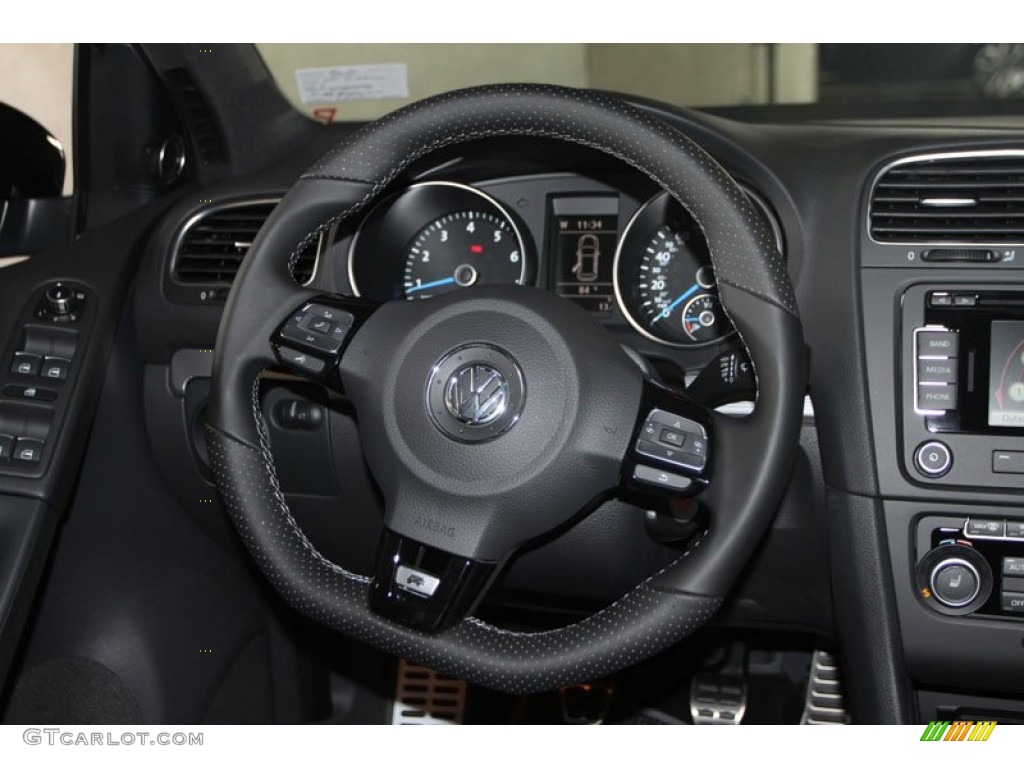 2013 Volkswagen Golf R 4 Door 4Motion Titan Black Steering Wheel Photo #69802708