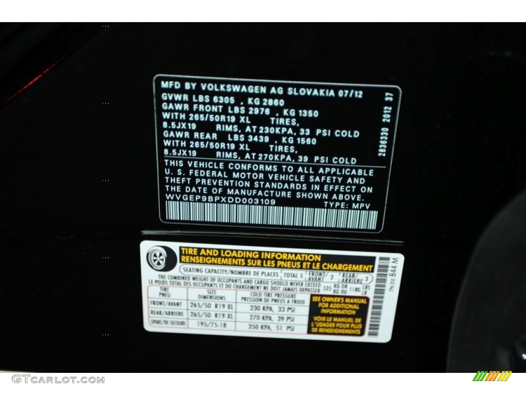 2013 Touareg TDI Lux 4XMotion - Black / Saddle Brown photo #30