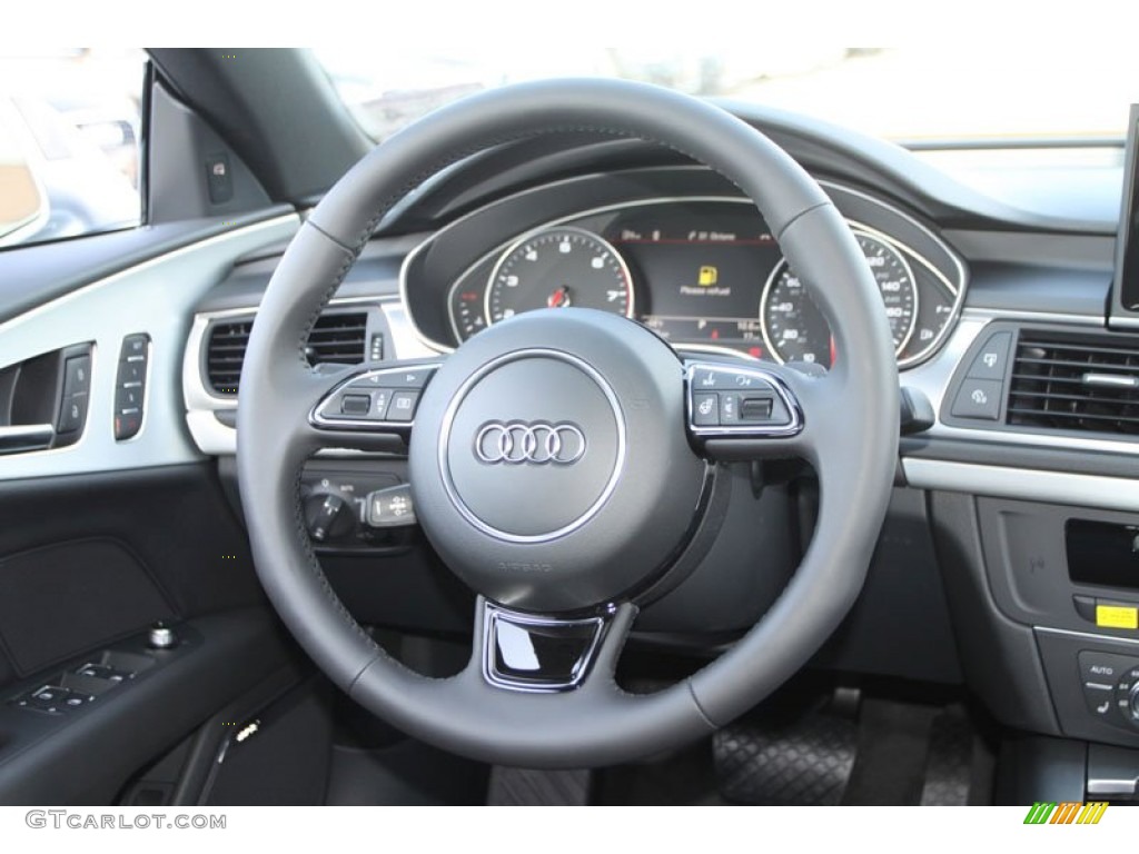 2013 Audi A7 3.0T quattro Premium Plus Black Steering Wheel Photo #69805159