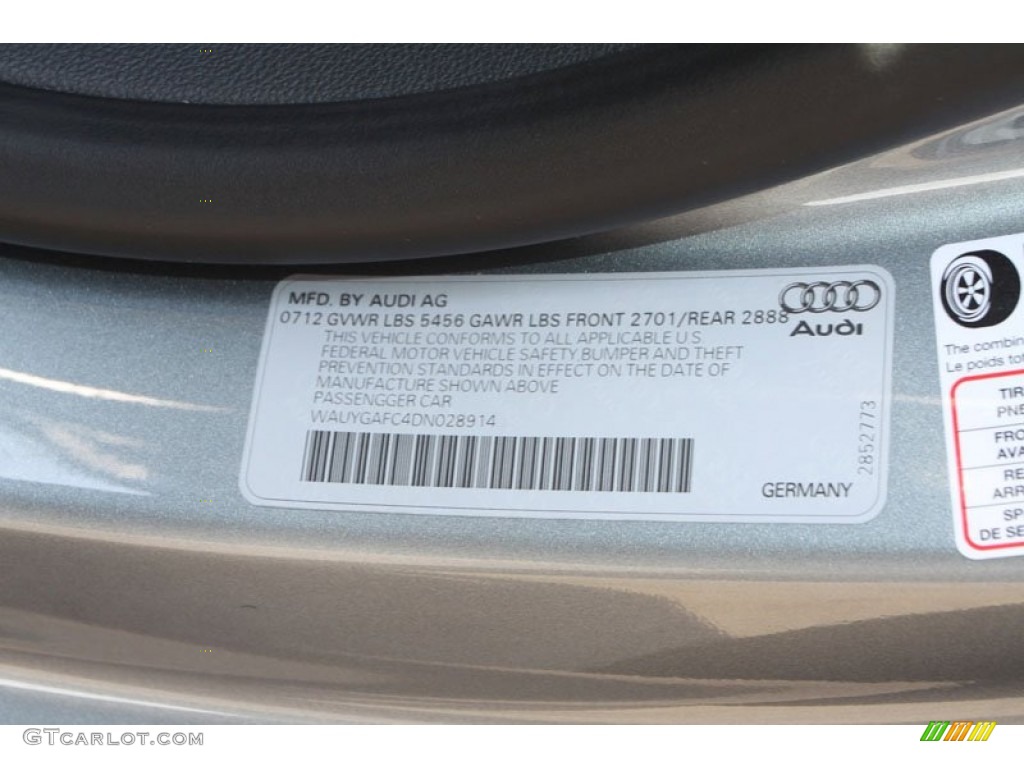 2013 Audi A7 3.0T quattro Premium Plus Info Tag Photo #69805277
