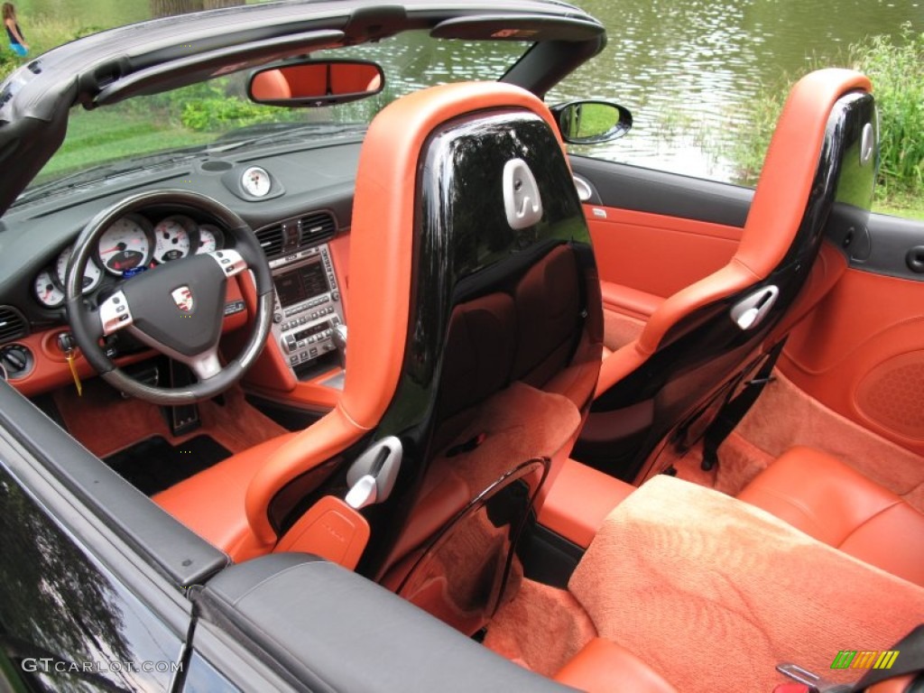 Black/Terracotta Interior 2008 Porsche 911 Turbo Cabriolet Photo #69808194
