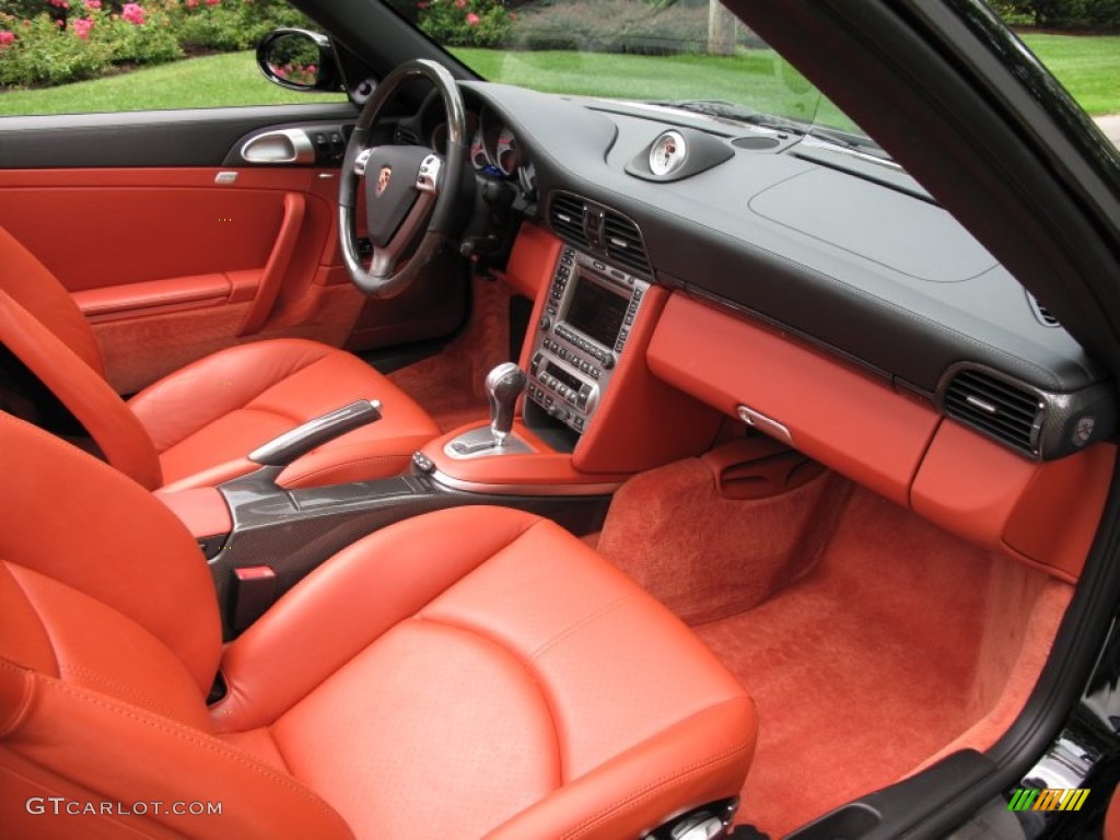 Black/Terracotta Interior 2008 Porsche 911 Turbo Cabriolet Photo #69808220