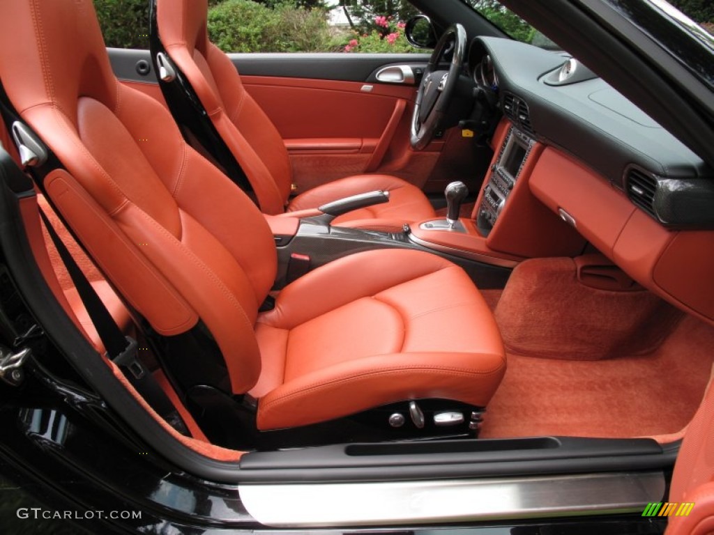 Black/Terracotta Interior 2008 Porsche 911 Turbo Cabriolet Photo #69808228