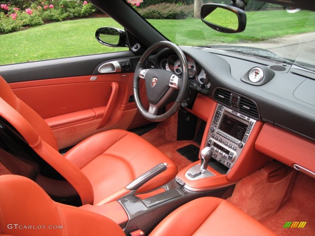 Black/Terracotta Interior 2008 Porsche 911 Turbo Cabriolet Photo #69808237