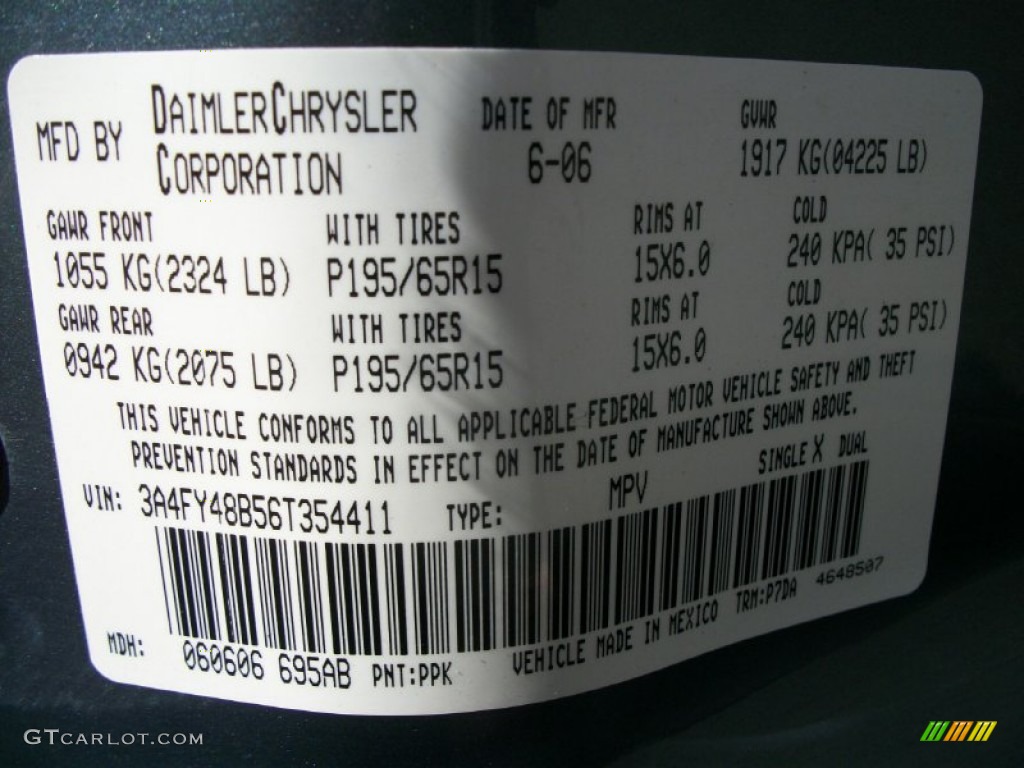2006 PT Cruiser Color Code PPK for Magnesium Green Pearl Photo #69809478