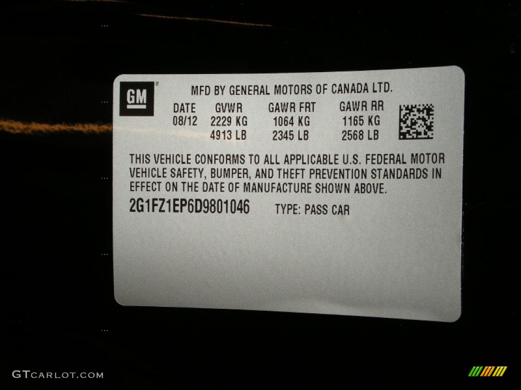 2013 Chevrolet Camaro ZL1 Info Tag Photo #69811960
