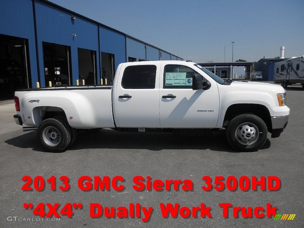 2013 Sierra 3500HD Crew Cab 4x4 Dually - Summit White / Dark Titanium photo #1