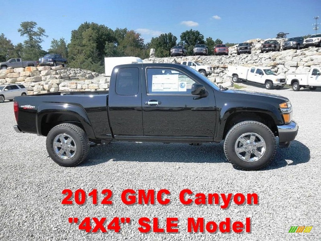 2012 Canyon SLE Extended Cab 4x4 - Onyx Black / Ebony photo #1
