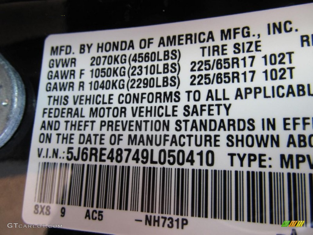 2009 CR-V EX-L 4WD - Crystal Black Pearl / Black photo #14