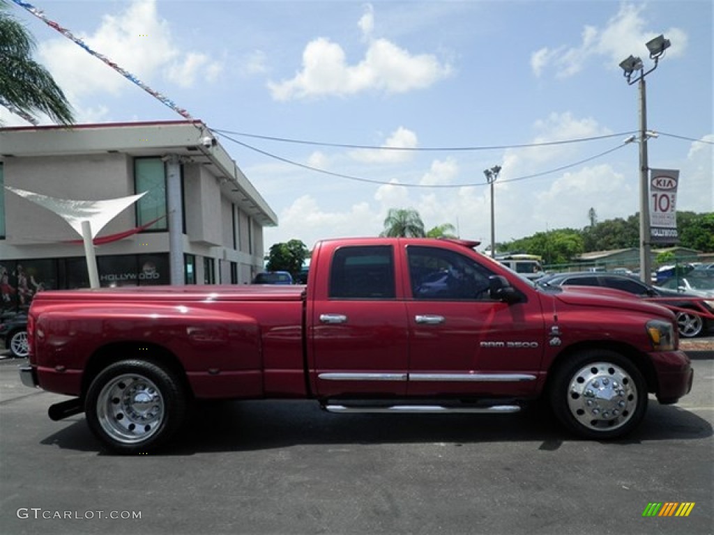 Inferno Red Crystal Pearl 2006 Dodge Ram 3500 Laramie Quad Cab Dually Exterior Photo #69819244