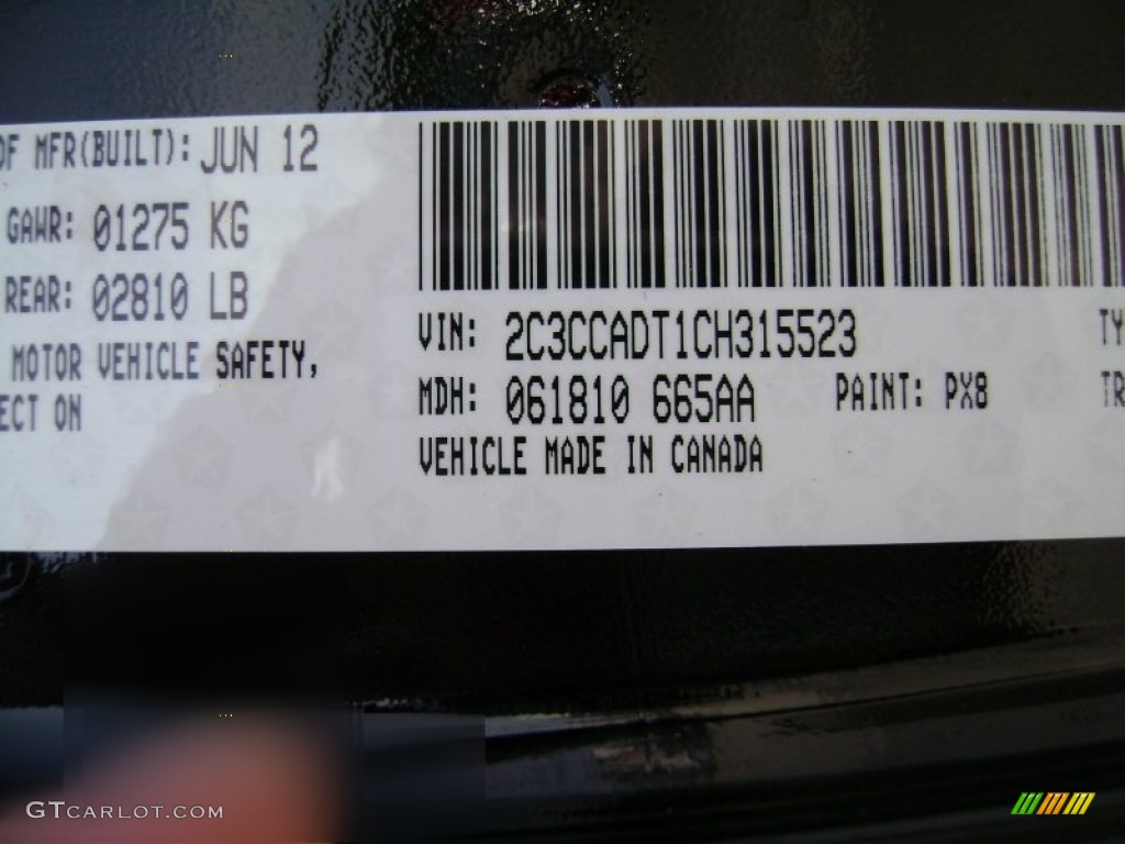 2012 Chrysler 300 S Mopar '12 Edition Color Code Photos