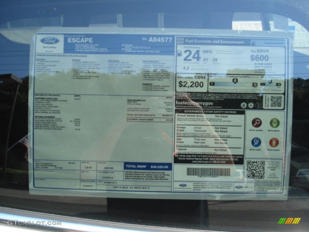 2013 Ford Escape SEL 2.0L EcoBoost 4WD Window Sticker Photo #69823411