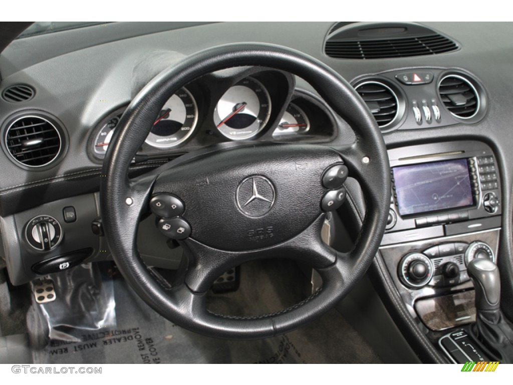 2005 Mercedes-Benz SL 55 AMG Roadster Charcoal Steering Wheel Photo #69824188