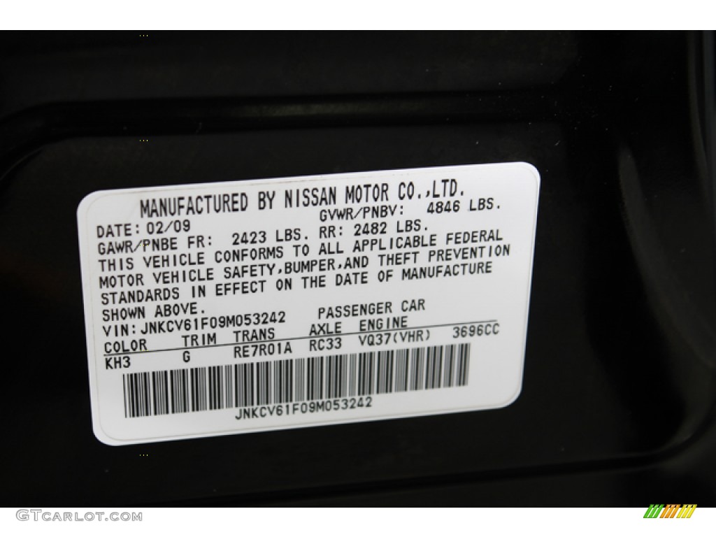 2009 G Color Code KH3 for Black Obsidian Photo #69825622