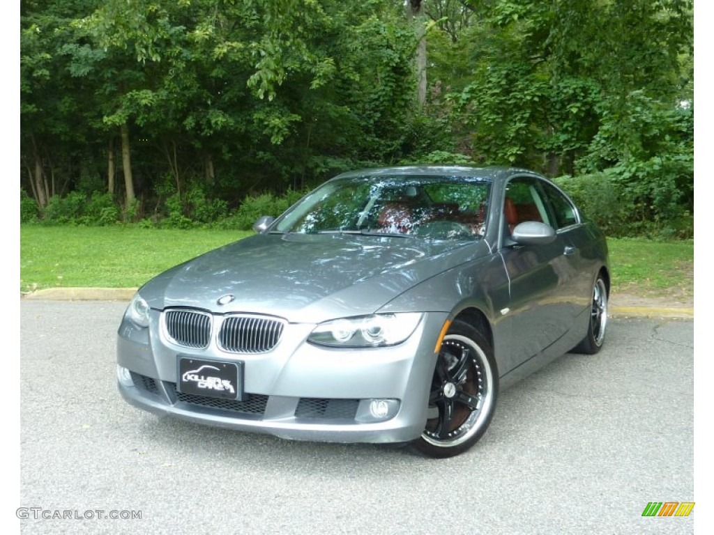 2007 3 Series 328xi Coupe - Titanium Silver Metallic / Coral Red/Black photo #3