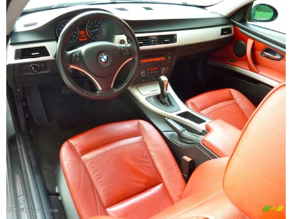 2007 3 Series 328xi Coupe - Titanium Silver Metallic / Coral Red/Black photo #14