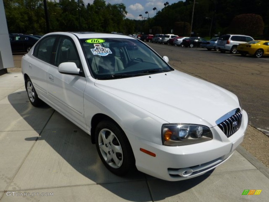 2006 Elantra Limited Sedan - Nordic White / Beige photo #7