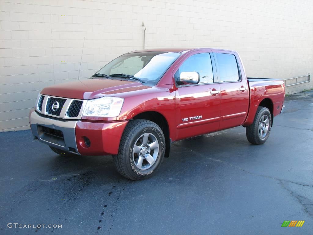 2005 Titan SE Crew Cab 4x4 - Red Brawn / Steel photo #2