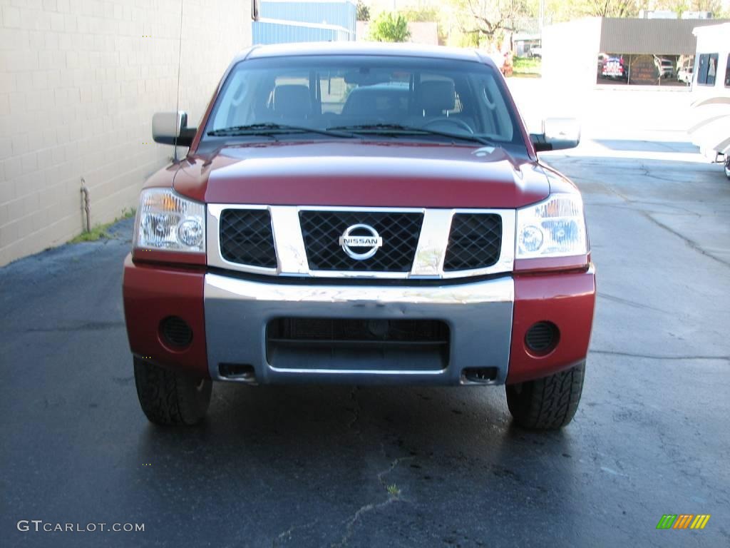 2005 Titan SE Crew Cab 4x4 - Red Brawn / Steel photo #3