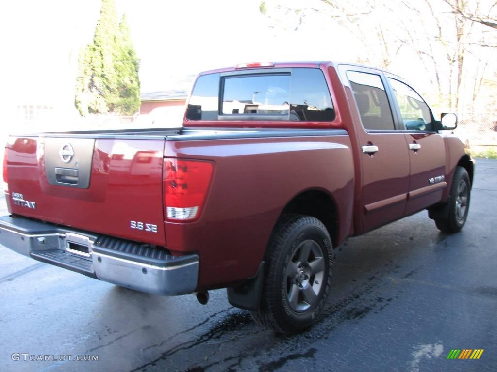 2005 Titan SE Crew Cab 4x4 - Red Brawn / Steel photo #5