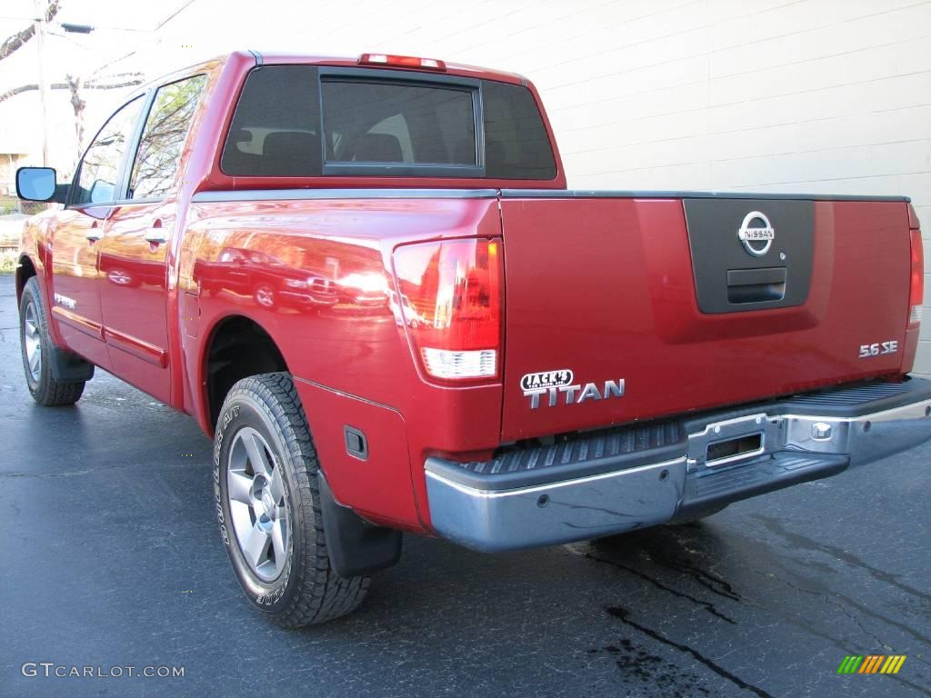 2005 Titan SE Crew Cab 4x4 - Red Brawn / Steel photo #6