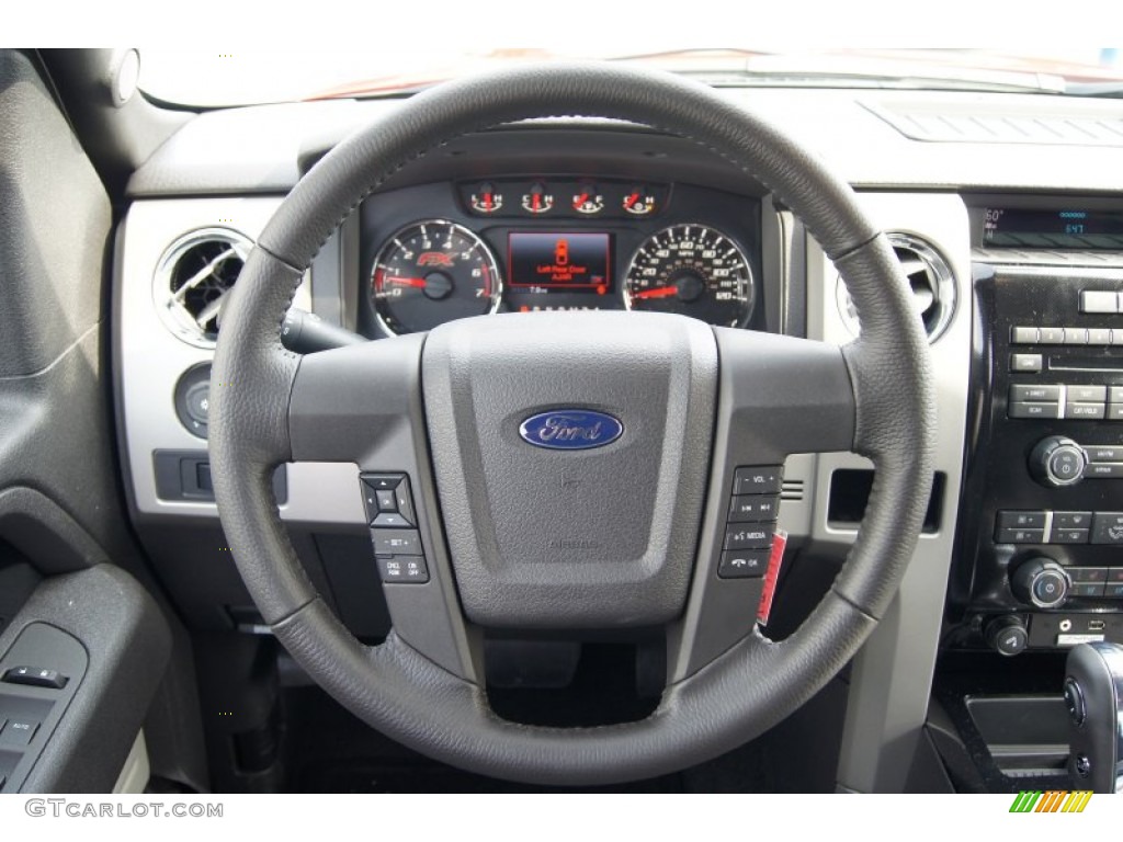 2012 Ford F150 FX2 SuperCab Black Steering Wheel Photo #69844093