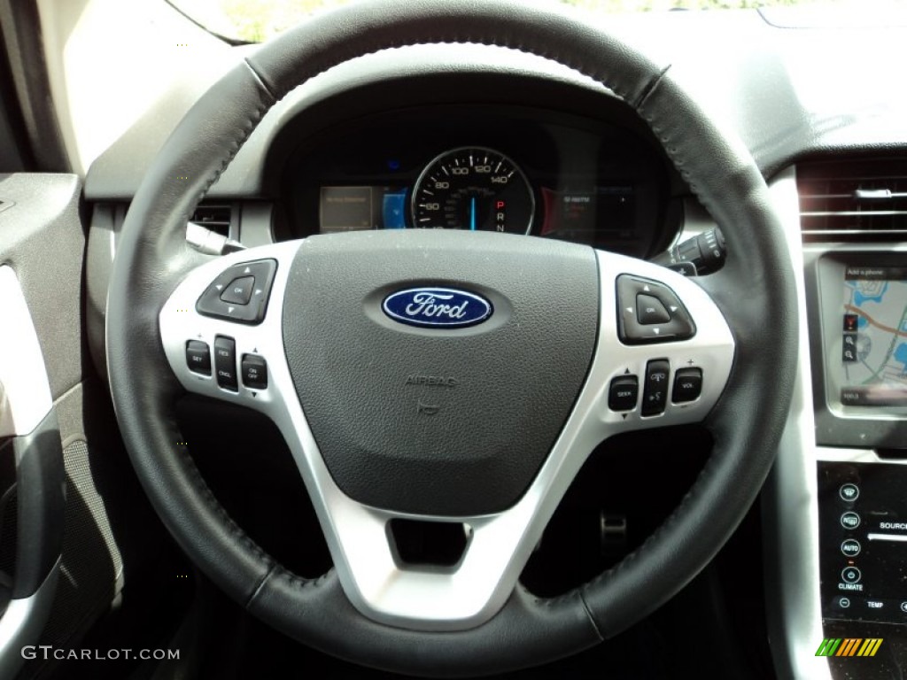 2011 Ford Edge Sport Charcoal Black/Silver Smoke Metallic Steering Wheel Photo #69850210