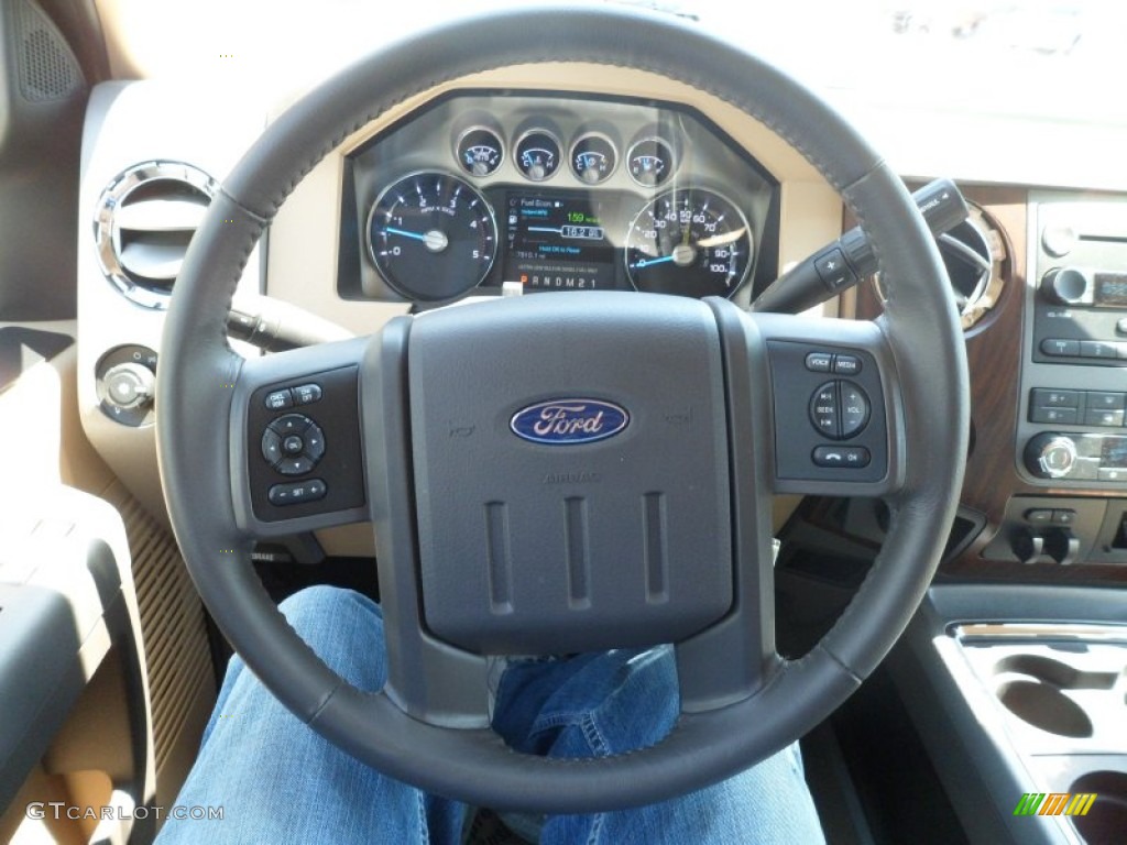 2011 Ford F450 Super Duty Lariat Crew Cab 4x4 Dually Adobe Steering Wheel Photo #69851689