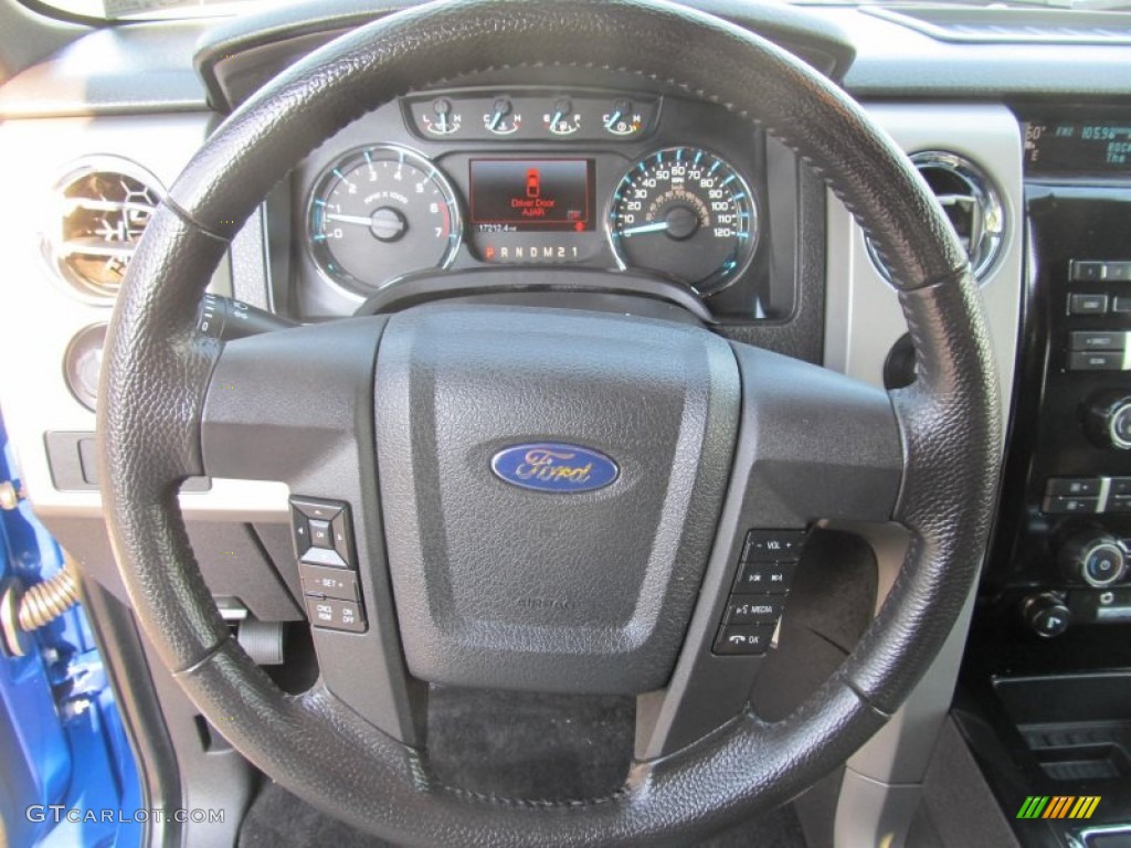 2011 Ford F150 FX4 SuperCab 4x4 Black Steering Wheel Photo #69852853