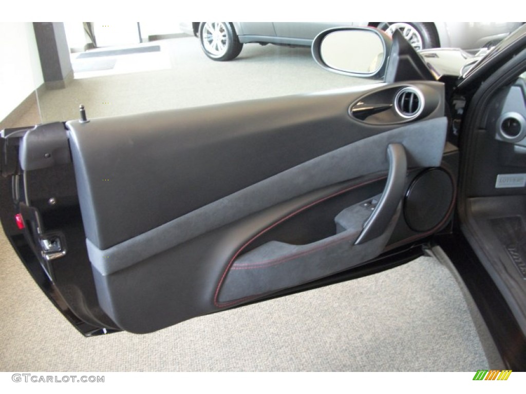 2012 Lotus Evora S GP Special Edition Ebony Black Leather/Red Piping Door Panel Photo #69853060