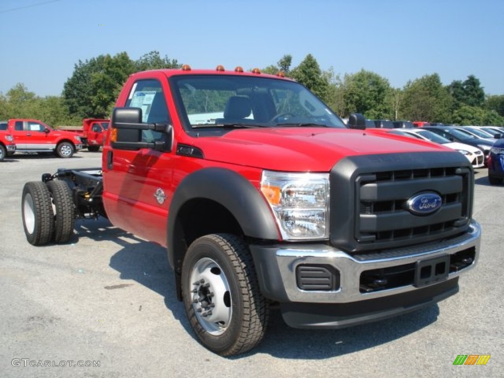 2012 F550 Super Duty XL Regular Cab 4x4 Chassis - Vermillion Red / Steel photo #2