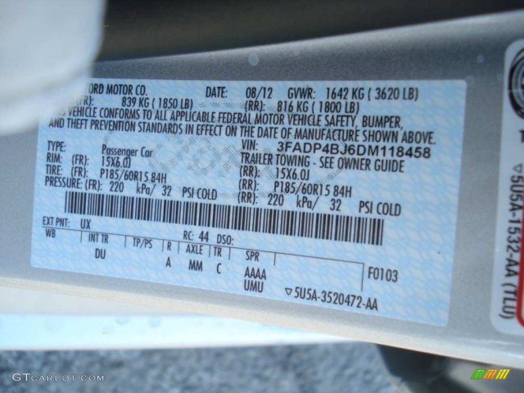2013 Fiesta Color Code UX for Ingot Silver Photo #69867524