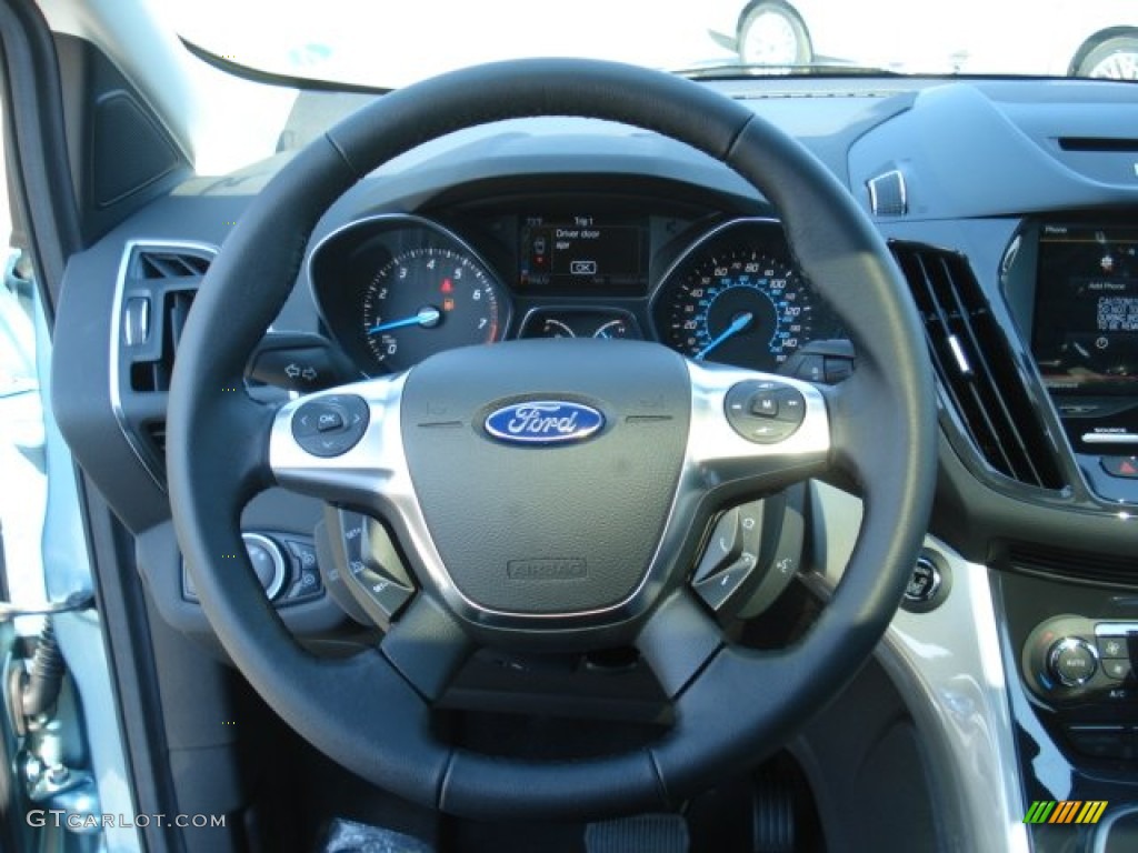 2013 Ford Escape SEL 1.6L EcoBoost 4WD Charcoal Black Steering Wheel Photo #69869427