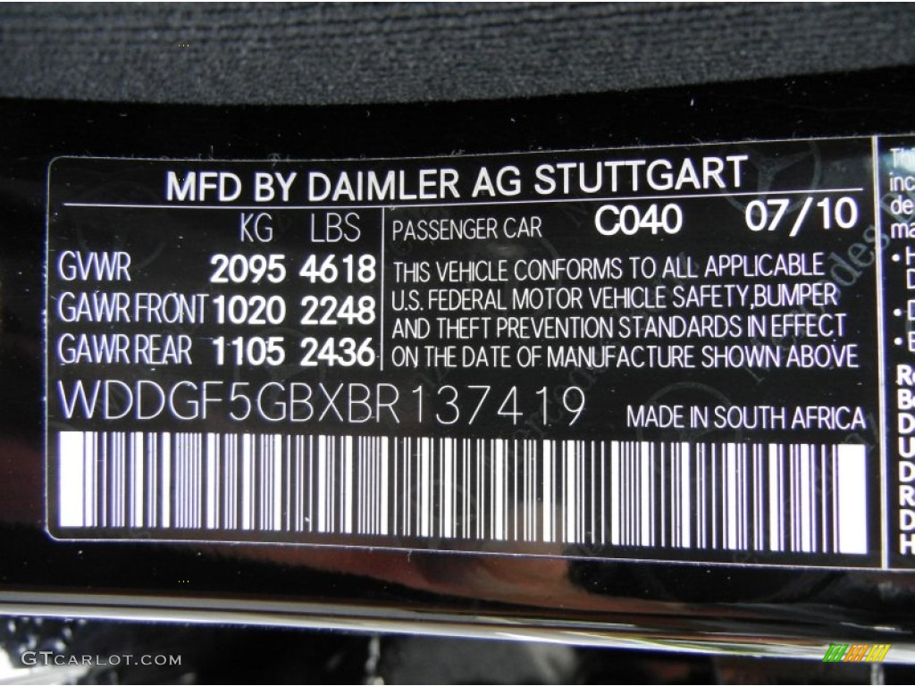 2011 C Color Code 040 for Black Photo #69871591