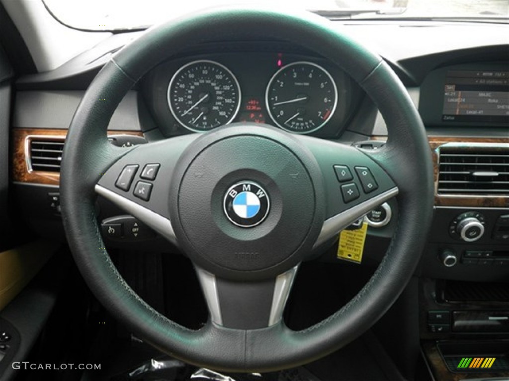 2008 BMW 5 Series 550i Sedan Natural Brown Steering Wheel Photo #69872176