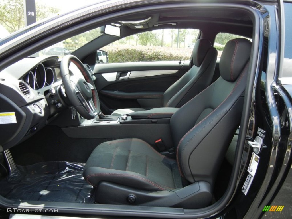 Black/Red Stitch w/DINAMICA Inserts Interior 2013 Mercedes-Benz C 350 Coupe Photo #69872966