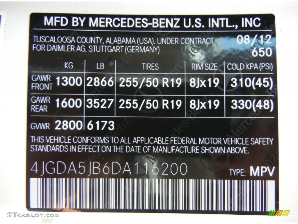 2013 ML Color Code 650 for Arctic White Photo #69873388
