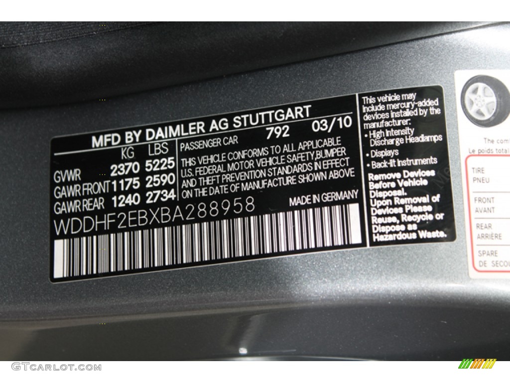 2011 E Color Code 792 for Palladium Silver Metallic Photo #69875263