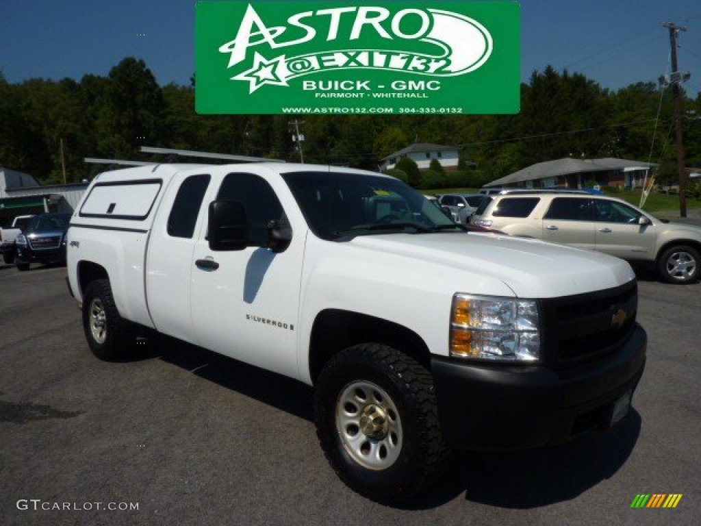 2007 Silverado 1500 Work Truck Extended Cab 4x4 - Summit White / Dark Titanium Gray photo #1