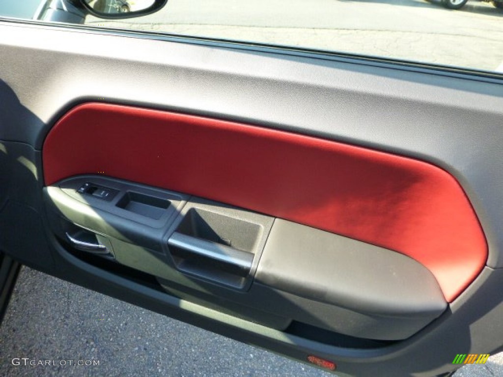 2013 Dodge Challenger SXT Radar Red/Dark Slate Gray Door Panel Photo #69877687
