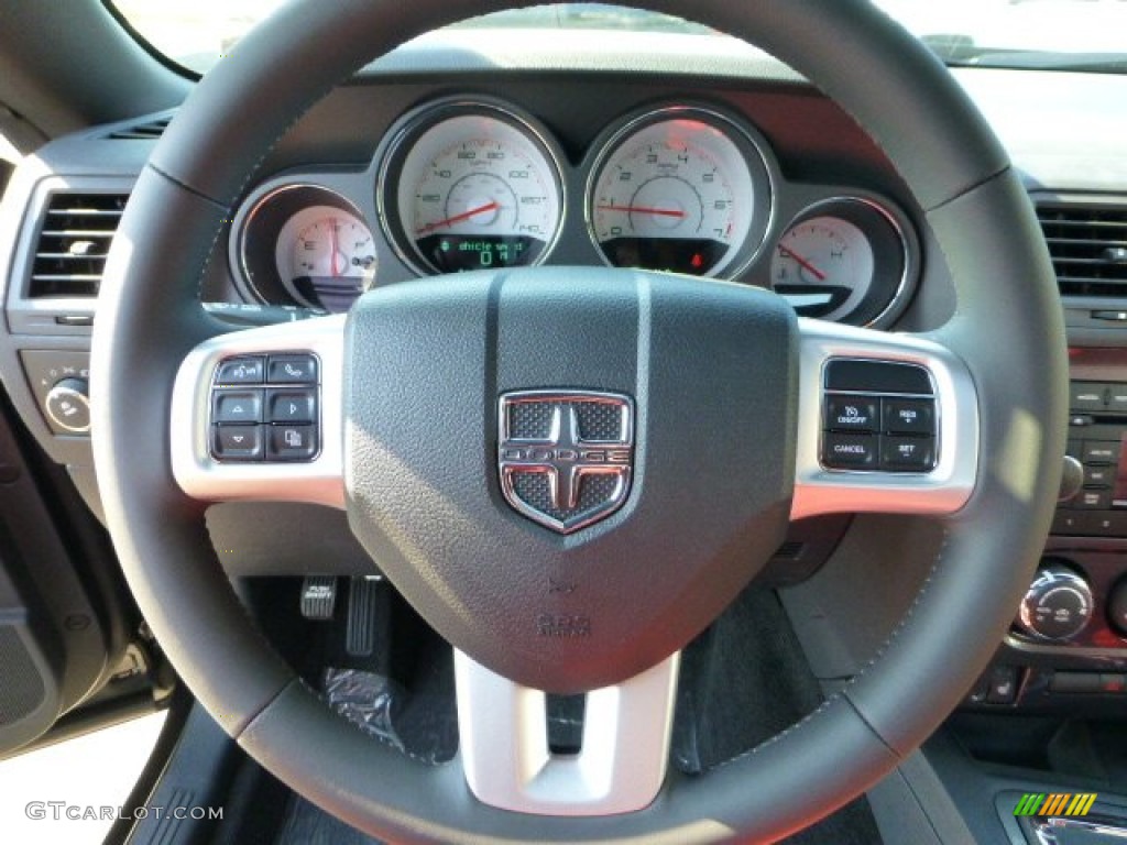 2013 Dodge Challenger SXT Radar Red/Dark Slate Gray Steering Wheel Photo #69877774